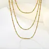 Collar Simple de Moda Europeo y Americano 18K Cadena de Perlas para Mujer Cadena de Clavícula Simple de Moda DIY Cadena de Suéter Transfronterizo