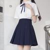 Saia plissada box uniforme JK básica genuína versátil estilo preppy saia preta ciano acinzentado espessa cintura alta saia plissada box