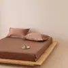 Lençol de Baixo com Elástico 100S Algodão de Fibra Longa Peça Única Luxo Leve 100% Algodão Capa de Poeira Capa de Colchão de Cobertura Total Capa de Cama 100% Algodão Capa Protetora