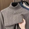 Suéter de Lana de Alta Gama para Hombre 100% Lana Pura Suéter de Cuello Alto Otoño Invierno Engrosado Cálido Capa Base Tejidos para Hombre