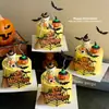 Decoración de Pastel de Halloween 2025 Calabaza Sombrero de Mago Osito Adornos Murciélago Telaraña Tarjeta de Halloween