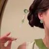 Novo grampo de cabelo verde em forma de U com lótus estilo chinês para mulheres, grampo de cabelo com borla estilo antigo, acessório de cabelo para cheongsam, grampo de cabelo com tendência nacional, ornamento de cabelo Hanfu