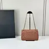 Bolso de Cadena Acolchado Cf25 Estilo Canal de Suministro Transfronterizo Europeo y Americano para Mujer, Bolso Clásico de Hombro Cruzado de Piel de Cordero a la Moda