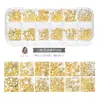 Accesorios para Uñas Tachuelas Metálicas Huecas Estilo Japonés Rhinestones de Colores con Base Plana Caja de Tiras Largas Set Mixto para Uñas Set Completo