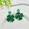 St de Venta Caliente Transfronterizo. Pendientes y Colgantes Acrílicos 2D de Trébol para el Día de San Patricio, Set Verde de Carnaval Irlandés