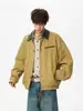 Jaqueta de Trabalho Estilo Celeiro Americano Masculina Outono High Street Lapela Jaqueta Baseball Retrô Cáqui Curta Casual