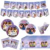 Tema de Festa de Aniversário K-Pop do Grupo Feminino Cross-Border Katseye Decorações Pratos de Papel Copos de Papel Balões Faixas Talheres