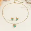 Collar de Acero de Titanio para Mujer, Colgante de Lazo, Pendientes, Anillo, Lujo Ligero, Sensación de Gama Alta, Cadena de Clavícula Incrustada, Pendientes, Venta al por Mayor de Joyería