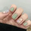 Colección de Arte para Uñas Más Vendida en Europa y América: Uñas Postizas de Presión Cortas, Estilo Pastoral Fresco y Sencillo, Cachorro Lindo, Florales, Al Por Mayor