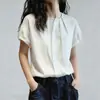 Blusa feminina listrada de manga curta, estilo coreano, jovem, para o dia a dia, nova coleção verão 2026, solta, casual, artística
