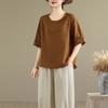 2025 Toma Real Nuevos Tops para Mujer Verano Talla Grande Holgados y Elegantes Ropa para Madre de Mediana Edad Estilo Étnico Chino Hebilla de Disco Mujer