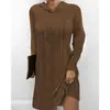 Item Mais Vendido do Site Independente de Comércio Exterior Transfronteiriço de 2026: Novo Vestido de Tricô com Capuz de Manga Longa Cor Sólida de Outono para Mulheres