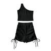 Verano 2021 Europeo y Americano Venta al por Mayor Sexy Hombro Hilo Casual Deportes Street Shot Ropa Exterior Traje Combinable