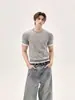 Camiseta de Punto de Manga Corta de Color Sólido de Dos Piezas para Hombre con Diseño de Cuello de Alta Gama, Corte Ajustado, Cleanfit, Adecuada para Viajar al Trabajo