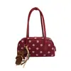 Bolsa de Hombro Retro de Lunares Otoño 2026 para Mujer, Bolsa Almohada de Felpa de Gamuza, Estilo Coreano Ins, Bolso de Hombro Único, Bolso de Nicho para Viajes