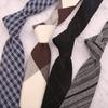 Corbata de Algodón Poliéster para Hombre Otoño e Invierno Color Curry Rayas Cuadros 7cm Casual Británico Vintage Corbata Rojo Café