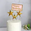 Cumpleaños Dorado Nueva Estrella de Cinco Puntas Tarjeta Feliz Estrella Amor Mesa de Postres Disfraz Bandera de Pastel Enchufe