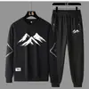 Conjunto Versátil de Moletom e Calça Moletom Moda Pesada Americana Primavera e Outono Novo Casual Manga Longa Esportivo Peça Dupla Masculina