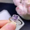Anillo de Amatista Pura Natural para Mujer, Color Súper Fresco, Piedra Suelta Hidratante Tamaño: 6*6mm Alto Rendimiento S925 Puro