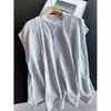 2026 Seda de Morera Estilo Chino Cuello Alto Sin Mangas Camiseta de Seda Verano Top Pequeño Top Corto Plisado Venta al por Mayor H08HT0270