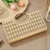 Bolso de Mano Clutch Grande Retro Europeo y Americano, Bolso de Cena Nupcial de Alta Gama con Textura y Incrustaciones de Diamantes, Bolso Cuadrado Pequeño de Moda para Fiesta