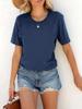 Camiseta de verano para mujer de Amazon Europa y Estados Unidos, de manga corta y cuello redondo, con estampado de explosión de comercio exterior, versión ligera, con LOGO