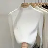 Suéter Feminino Outono e Inverno Roupa de Baixo 2024 Novo Estilo Estilo Estrangeiro Chique Top Slim de Fundo Alto Camisa de Malha para Usar por Baixo