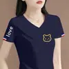 Camiseta de Manga Corta de Marca con Etiqueta Cortada, Excedente de Comercio Exterior Transfronterizo, Top Versátil de Media Manga de Corte Holgado, Top Moderno Estampado
