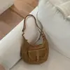 Bolsa de Palha Estilo Casual de Férias para Mulheres, Novo Modelo Verão 2026, Bolsa Única de Ombro Único para Axila Estilo Sela, Bolsa de Praia de Alto Valor