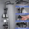 Grifo Negro de Cobre para Ducha, Artefacto de Baño, Calentador de Baño, Boquilla, Cabezal de Ducha a Presión para Baño, Juego Completo