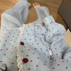 Pijama de Gasa de Algodón con Estampado de Lunares Inspirado en el Diseño para Mujer, Nuevo Estilo Primavera y Otoño 2025, Conjunto de Ropa de Casa de Algodón Puro, Gasa de Doble Capa