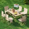 Mesa plegable para exteriores Mesa enrollable Suministros para acampar Picnic Combinación de mesa y silla portátiles Mesa de camping para barbacoa de acero al carbono