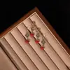 ¡El Encanto del Nuevo Estilo Chino! Pendientes de Cinabrio Xiangyun para Mujer, Gama Alta, Lujo Accesible, Pendientes de Nicho, Pendientes, Pinzas para Orejas sin Perforar