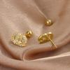 Pendientes pequeños con hebilla de tornillo de doble C estilo fragante para mujer, nuevos pendientes elegantes franceses con incrustaciones de diamantes, joyería para las orejas.