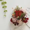 Art Accord 358 Artigos para Casamento Banquete Flor Artificial para Convidados Lapela do Noivo Flor de Mão Vermelho Rosa