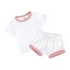 Crianças Tales roupas infantis Amazon cor sólida pit strip bebê camisa de manga curta shorts duas peças meninas terno comércio exterior