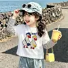 Camiseta de manga larga a rayas de algodón puro para niñas, nuevo estilo primavera/otoño, para niños de talla mediana y grande, una moderna prenda interior de dos piezas para bebés