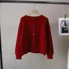 [Bizheng] Nuevo Otoño e Invierno 2025 Estilo Coreano Cuello Redondo Reductor de Edad Sencillo Versátil Aspecto Adelgazante Chaqueta Suéter Cárdigan para Mujer 5446