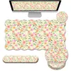 Alfombrilla de Escritorio Alfombrilla para Ratón de Juego con Reposamuñecas Alfombrilla para Ratón 4 en 1 Ergonómica con Patrón Floral Soporte para Muñeca de Escritorio de Computadora