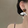 Pendientes de abanico en relieve de estilo chino para mujer, nuevos pendientes de nicho 2024, pendientes de temperamento retro únicos, pendientes de alta gama