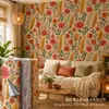 Impressão UV Adesivo de parede autoadesivo Flor Boêmia Laranja-avermelhado Parede de fundo de casa Impressão personalizada atacado
