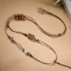 Nuevo Collar de Cordón de Cuero Encerado Estilo Chino Minimalista, Diseño Original, Cordón con Colgante de Joyería Cristalina Estilo Étnico Vintage