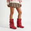 Botas de caballero de color liso con tacón cuadrado de altura media para otoño e invierno, botas de cuero de caña media con punta redonda, ligeras, suela de goma antideslizante, botas para mujer de talla grande