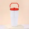 Taza de hielo minimalista transfronteriza de sublimación de 20 oz, taza portátil para coche para exteriores con pajita antibacteriana y asa, taza aislada