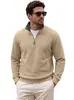 Sudadera de hombre jacquard transfronteriza con media cremallera y manga larga, Amazon primavera/otoño casual de corte holgado, color liso con bolsillos