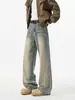 Jeans rectos lavados y desgastados estilo americano de alta gama para hombre, marca de moda nueva de otoño 2026, pantalones de pierna ancha hasta el suelo