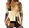 Transfronterizo Europeo y Americano 2023 Amazon Aliexpress Nuevo Tipo de Cuello con Botón Estampado Digital Variado Camisetas para Mujer