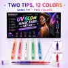 ¡Guau, pintura corporal humana cara UV doble punta doble color luminoso ultravioleta fluorescente pluma, arte de bar graffiti pluma fluorescente