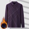 Suéter de Inverno do Papai com Forro de Fleece, Engrossado para Homens de Meia-Idade, Falso Duas Peças, Adequado para Idades 40-50, Blusa Quente de Tricô