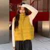 Gola alta, colete acolchoado de plumas curto e leve para mulheres, adequado para outono e inverno, uma peça de vestuário externa elegante e da moda